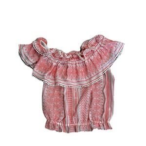 New Ramy Brook Pia Embroidered Off-the-Shoulder Top Peasant Cover Up S Pink